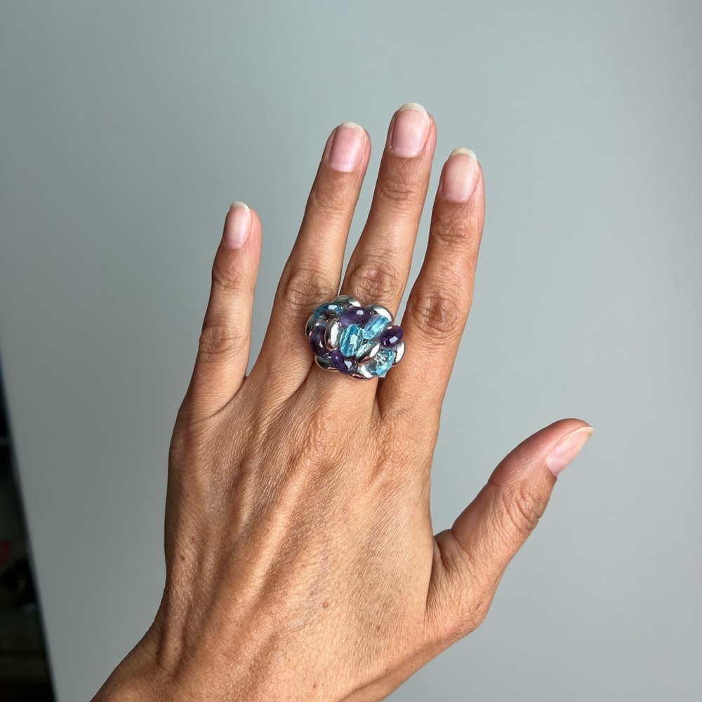Gorgeous Amethyst and Blue Topaz white gold ring by Marco Bicego